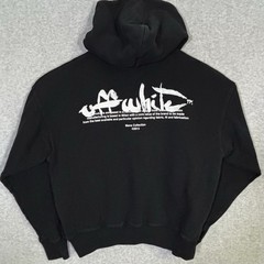 OFF-WHITE 22AW Script Pullover Hoodie/ Size XXS/ Cotton/ Black/ OMBB085F22FLE006