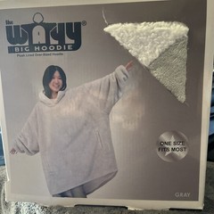 The Wayy Big Hoodie One Size Fits Most Wearable Blanket Unisex, Gray, New