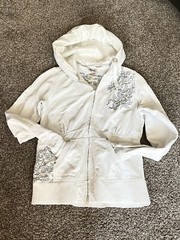 Vintage Rare Triple Five Soul NYC full zip-up hoodie White Embroidered XL
