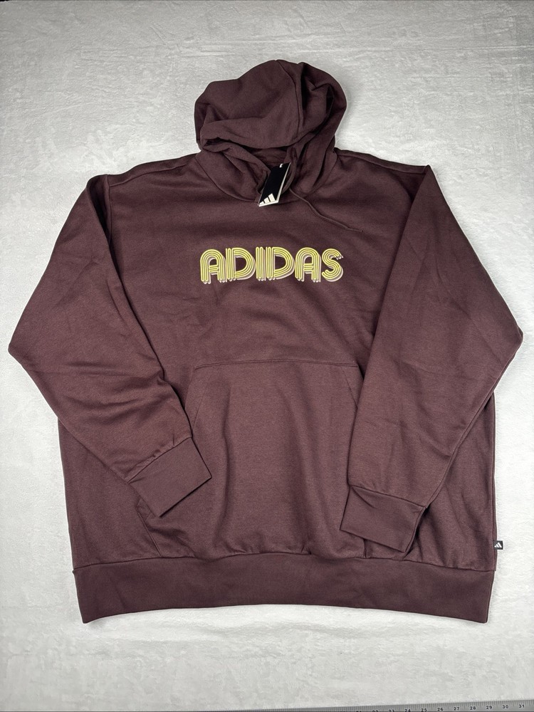 ADIDAS Men’s Brown Long Sleeve Fleece Active Hoodie Evo Lin HD KD4728- 4XL