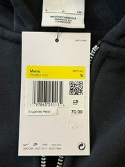 Nike Sportswear Club Black Cotton Polyester Long Sleeve Full Zip Hoodie Small