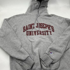 Champion Hoodie Mens L Gray Pullover Fleece Hooded Pockets Saint Joseph’s Print