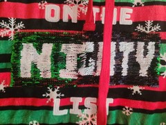 Christmas Outfit Hoodie/Joggers XXL Naughty/Nice Sequin Holiday Party
