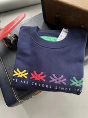 New, Nice! Benetton We Are Colors Crewneck Puff Ink Sweatshirt Size M