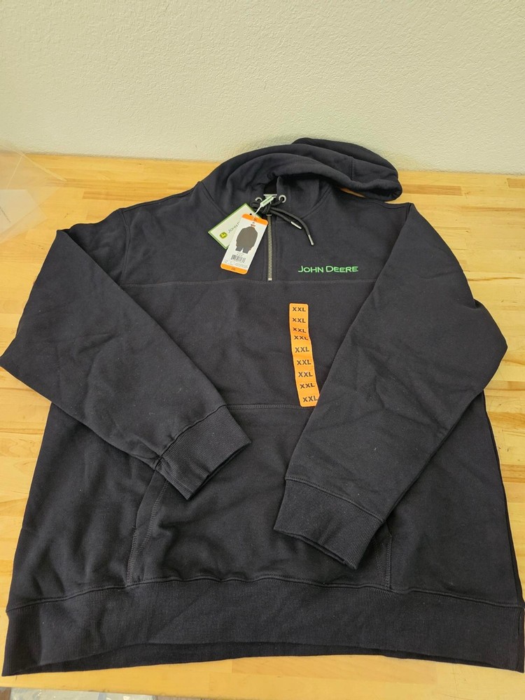 XXL / 2XL BLACK – John Deere Men’s 1/4 Zip Heavyweight Cotton Sweatshirt Hoodie