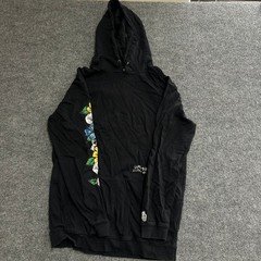 Quiksilver Hoodie Mens Size Small Black Cotton Floral Skull Graphic Pullover