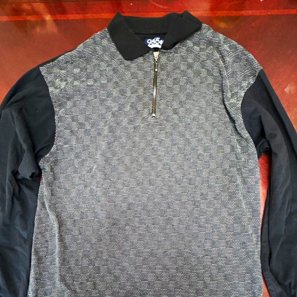 955 Originals Men’s LT Black Gray 1/4 Zip Long Sleeve Polo Pullover Vintage