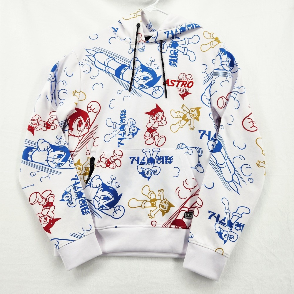 Lot29 Astro Boy Hoodie Mens Medium White All Over Print Anime Sweatshirt M