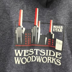 Westside Woodworks Moab UT Hoodie Mens L Gray Layers Winter Fall