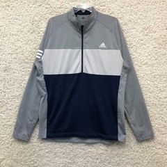 Adidas Sweater Large Adult Gray 3 Stripes Competition Logo 1/4 Zip Pullover Mens