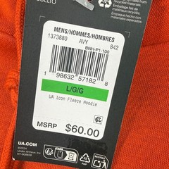 Under Armour Icon Fleece Hoodie Surplus Orange Mens Size L NEW