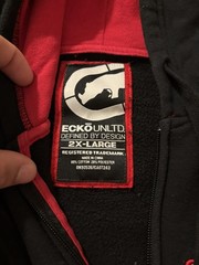 Y2K Ecko Unlimited Embroidered Full Zip Rhino Hoodie Men XXL Black