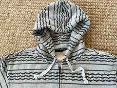 Black Scale Front Zip Hoodie Jacket Grey w/ Black Geometric Pattern All Over XL