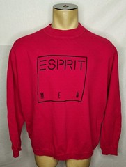 Vtg 90s Esprit Men red spellout logo pullover sweatshirt size Large