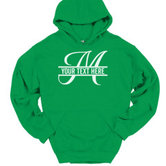 Letter M Monogram Your Text Here Custom Hooded Sweatshirt Funny Humor Hoodie