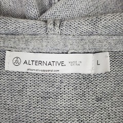 ALTERNATIVE Size Large Mens Knit Cotton+Cashmere Hooded Sweatshirt Hoodie Gray