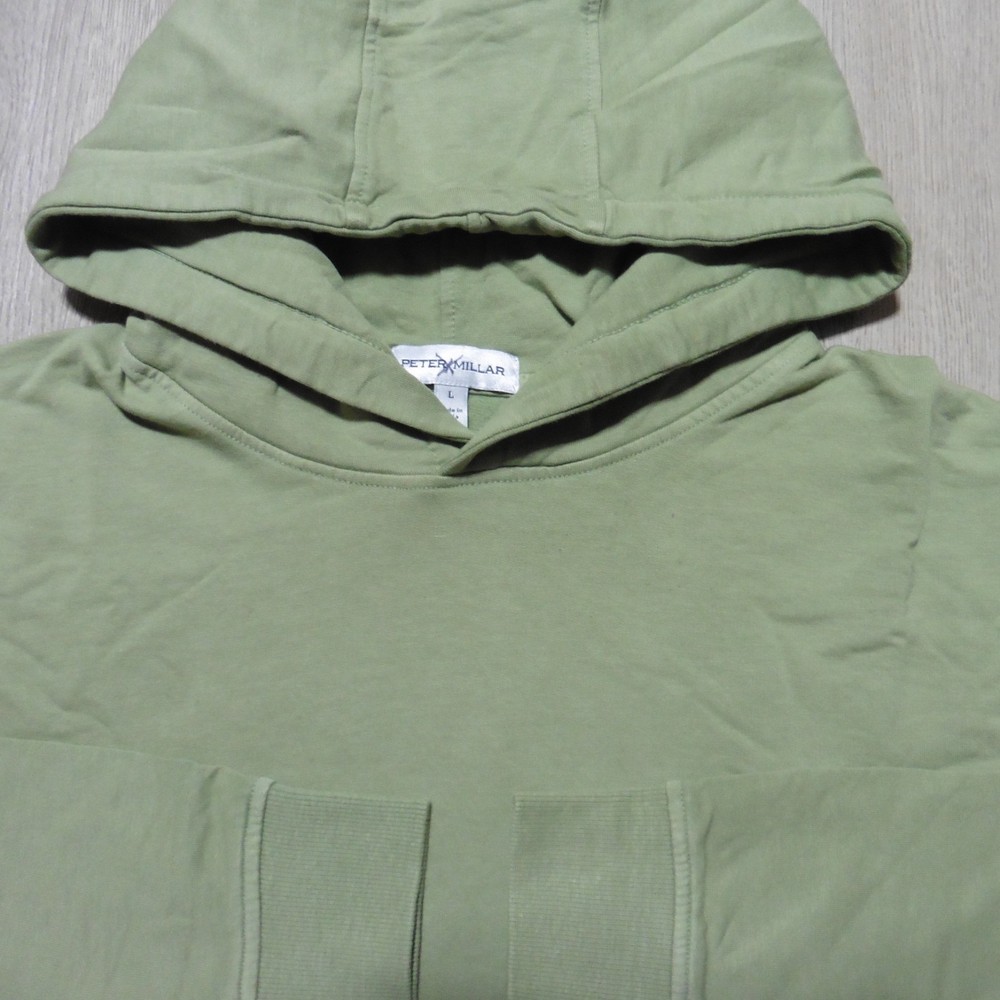 PETER MILLAR Mens L LARGE HOODIE LAVA WASH TEALEAF GREEN PULLOVER SWEATSHIRT