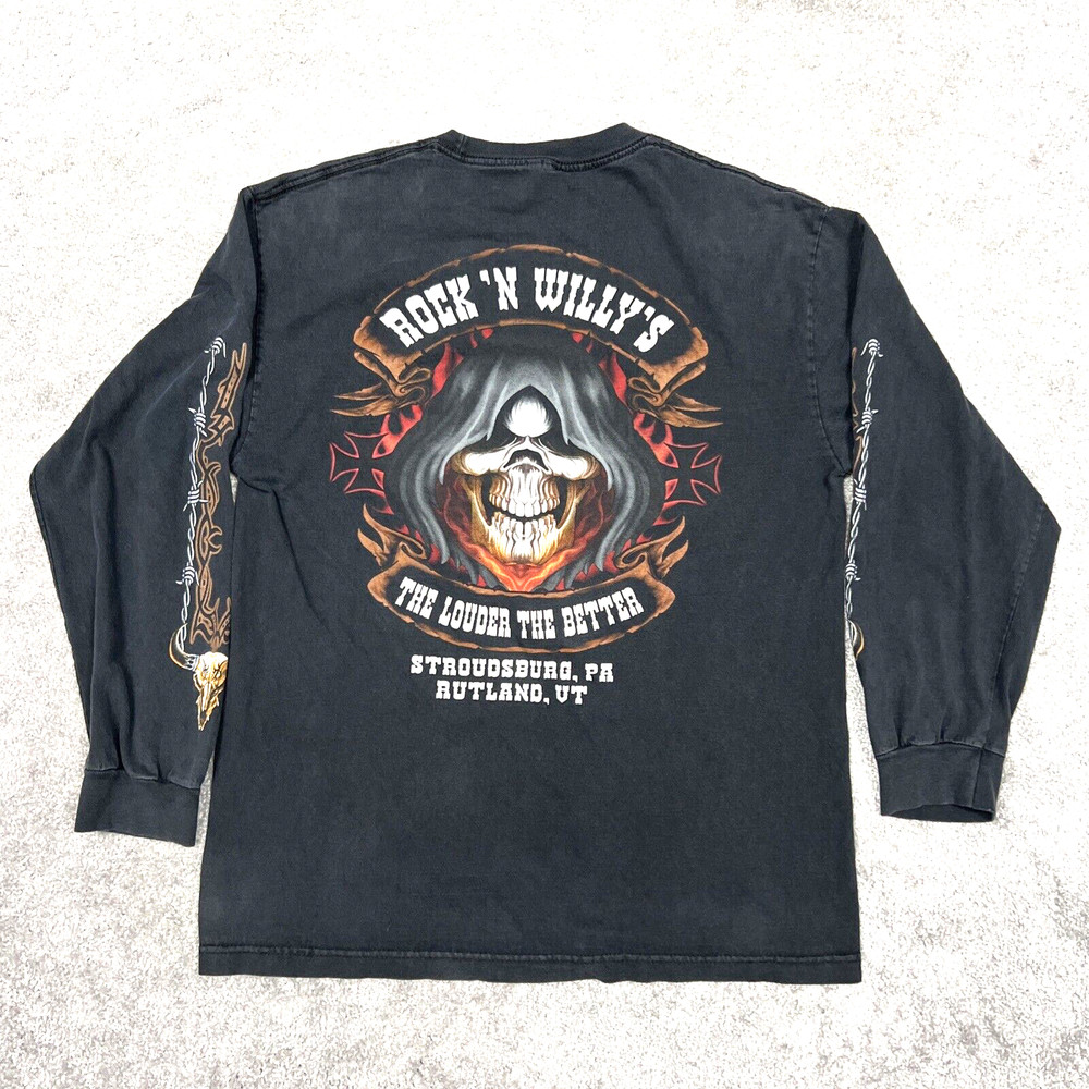 Rock N Willy’s Men’s Sz Large Pullover Sweatshirt Long Sleeve Graphic Tee Black