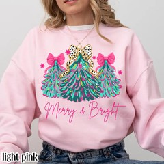 Merry Bright Christmas Xmas Holiday Winter Sweatshirt Apparel Gift