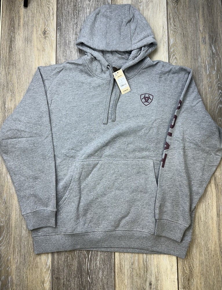Ariat Men’s Lightweight Logo Hoodie Sweatshirt 10040817 Grey Size: XXL TALL