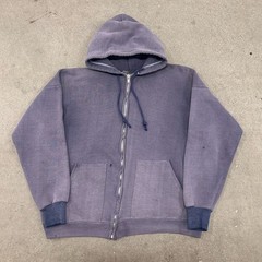 Vtg 60s Full Zip Split Pocket Faded Purple Plum Hoodie Sweatshirt Grunge True