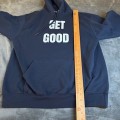 Champion “GET GOOD” Navy Blue Hoodie Sweatshirt Pullover Pockets Adult Large