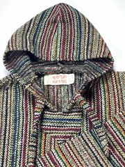 Gypsy Baja Hoodie One Size Multicolor Woven Drug Rug Hippie Boho Pullover Nepal