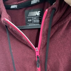 American Eagle Outfitters AE Flex Men’s Burgundy Full Zip Hoodie L Cotton Blend