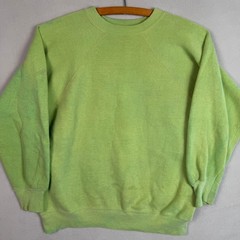 VTG 60s Sweatshirt M Green Blank Cotton Paint Marbled Fade Distressed Collegiate