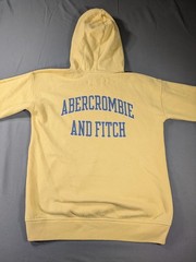 Abercrombie & Fitch Hoodie Teens 13-14 Yellow Fleece Pouch Circle Logo Spellout