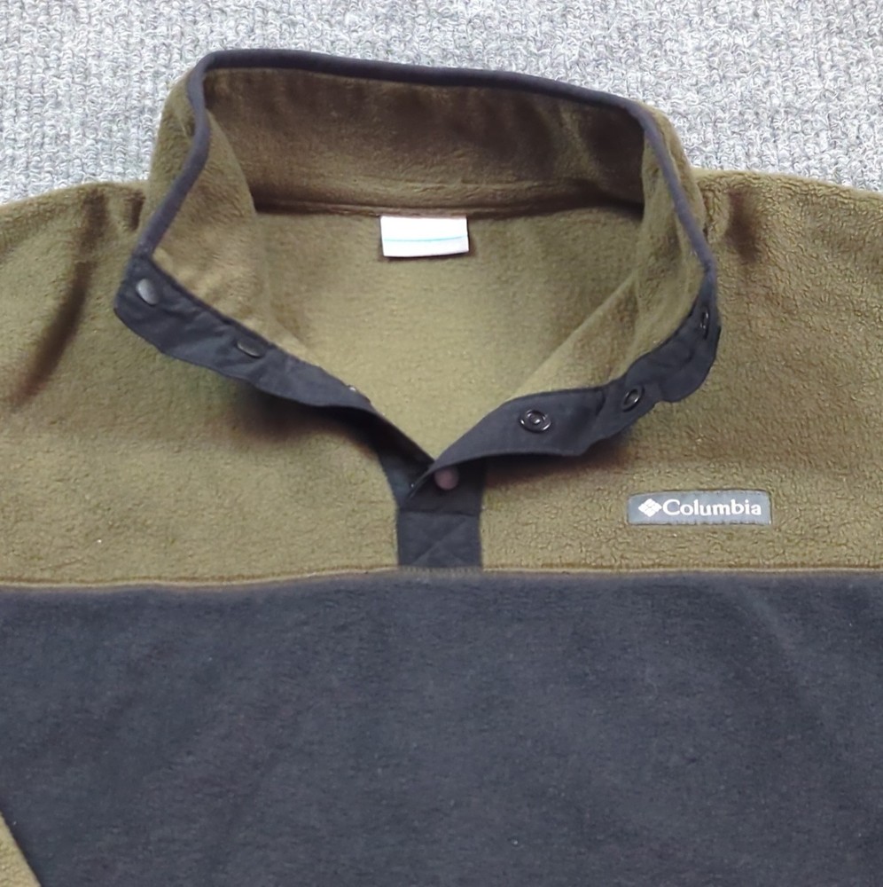 Columbia Pullover Mens LT Green Gray Snap Sweatshirt Fleece Hiking Large Tall