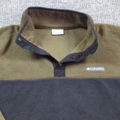 Columbia Pullover Mens LT Green Gray Snap Sweatshirt Fleece Hiking Large Tall