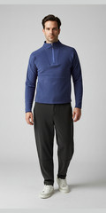 PETER MILLAR Mens MEDIUM Thermal Flow Micro Fleece Half-Zip Pullover Navy $175