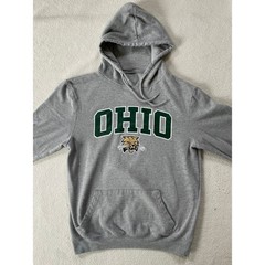 Ohio University Mens Medium Hoodie Gray Bobcats NCAA Collegiate Sweatshirt