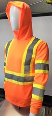 Class 3 Long Sleeve Safety Shirt With Hoodie, Polyester Birdeye mesh
