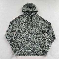 Burlebo Men Green Duck Camo Print Hunting Pullover Fleece Hoodie Sweatshirt M