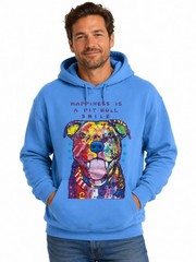 Happiness Is A Pit Bull Smile Adult Hoodie Sweatshirt Pit Bull Dad Mom NWT