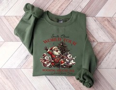 Santa Claus World Tour Retro Sweatshirt Christmas Holiday Apparel Top Gift