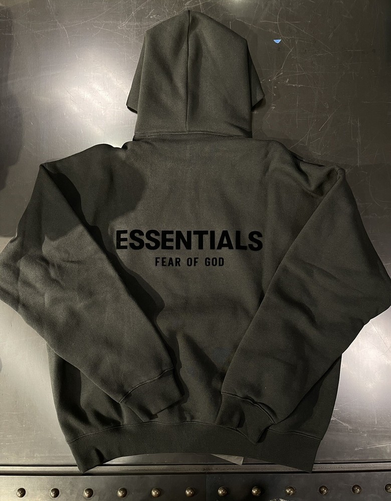 FOG – Essentials Fear of God Core Stretch Limo Black Hoodie SS22 Size Small (S)