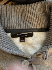 Mark Law Men’s Gray Cotton Blend Fleece Shawl Collar Button Pullover L