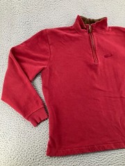 Vintage Woolrich Sweatshirt Mens Large Red Deep Ruby Fleece Pocket Quarter Zip
