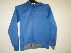 Under Armour Mens Hoodie Blue Gray Full Zip Up Zip Mobile Pocket Sz SM Pre Owned