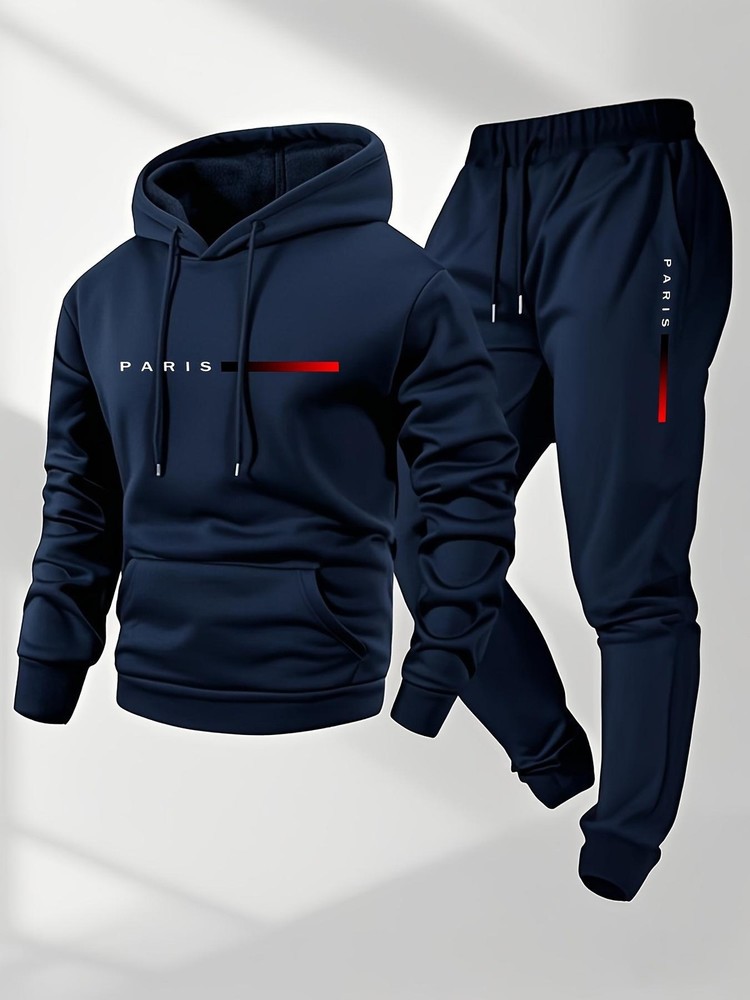 2025 Letter Printed Sportswear Set Men’s Hooded Sweatshirt Long Pants Set Spring