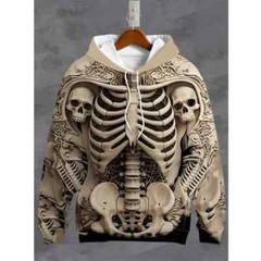 Men’s 3d Skeleton Skull Print Hoodie – Relaxed Fit, Polyester