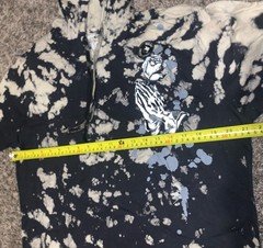 Dikotomy DK Tie Dye Two Toned Hoodie Black Tan Skeleton Hands Prayer L