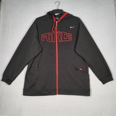Nike Force Hoodie Men’s L Black Red Full Zip Long Sleeve 100% Polyester Athletic