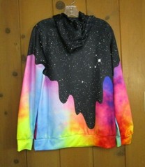 Casual Graphic Print Colorful Galaxy Paint Unisex Sweatshirt Hoodie Size SM