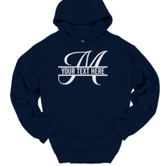 Letter M Monogram Your Text Here Custom Hooded Sweatshirt Funny Humor Hoodie