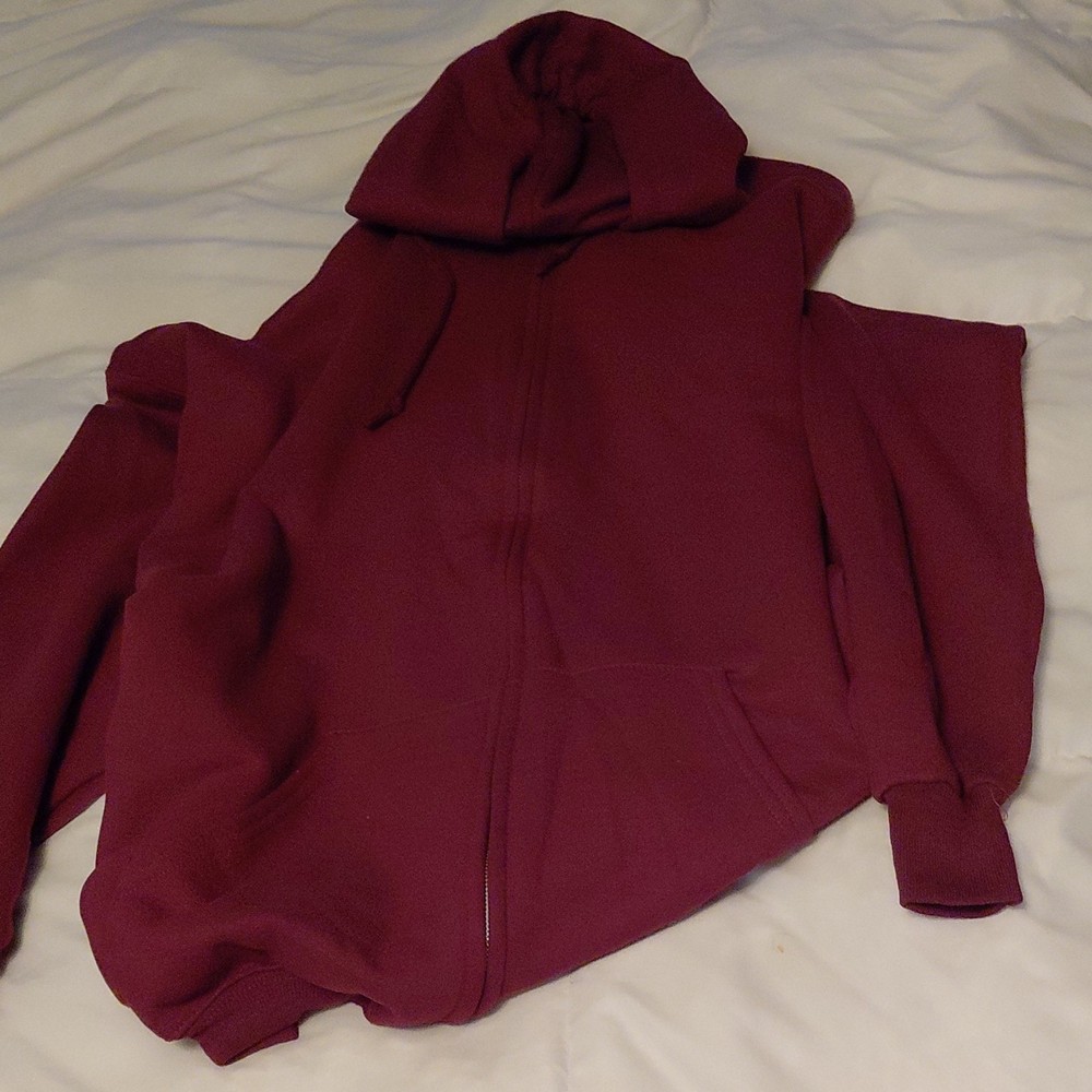 Jerzees Super Sweats Full Zip Hoodie Maroon 3X Fleece Cotton Polyester Hooded