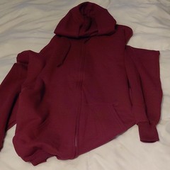 Jerzees Super Sweats Full Zip Hoodie Maroon 3X Fleece Cotton Polyester Hooded